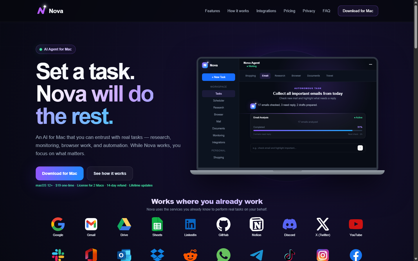 Nova Labs app running a research task